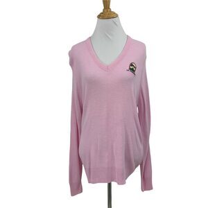 Vintage Izod Club Golf Sweater Size L 40 Pink La Purisima Acrylic Pullover